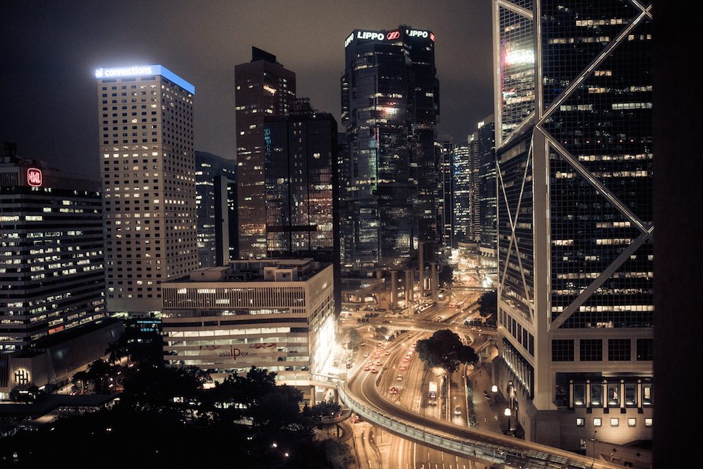 Hongkong by Night with Traffic Lights
